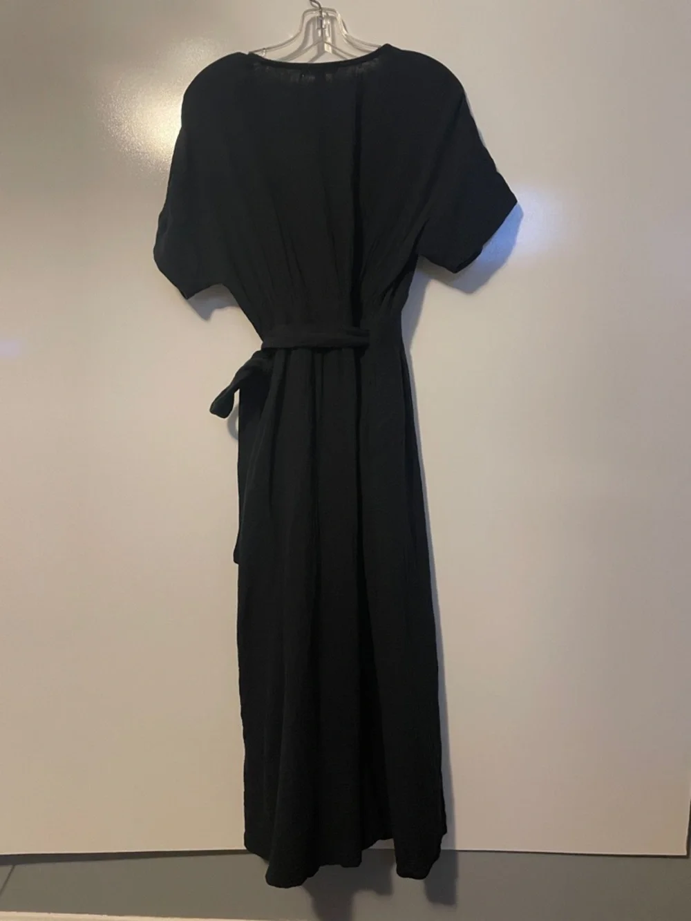 Marine Layer Black Gauge Cotton Wrap Dress Size Medium - Picture 4 of 7
